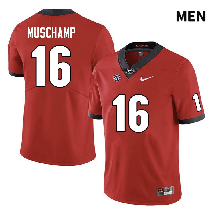 Georgia Bulldogs Men's Jackson Muschamp #16 Red Anniversary Stitched College UGA Football Jersey 23WI013CV